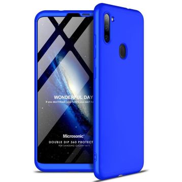 Microsonic Samsung Galaxy A11 Double Dip 360 Protective Mavi Kılıf
