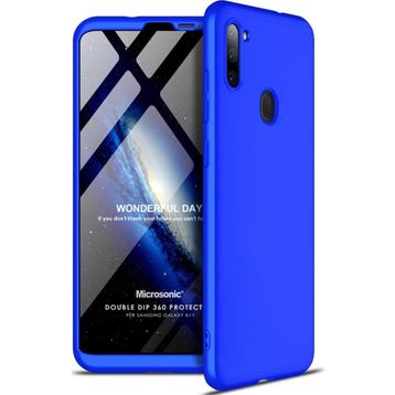 Microsonic Samsung Galaxy A11 Double Dip 360 Protective Mavi Kılıf