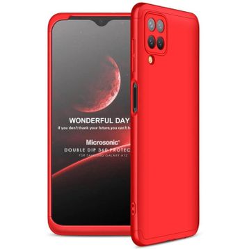 Microsonic Samsung Galaxy A12 Double Dip 360 Protective Kırmızı Kılıf