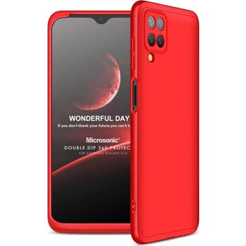 Microsonic Samsung Galaxy A12 Double Dip 360 Protective Kırmızı Kılıf