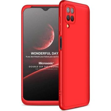 Microsonic Samsung Galaxy A12 Double Dip 360 Protective Kırmızı Kılıf
