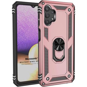 Microsonic Samsung Galaxy A13 4G Military Ring Holder Kırmızı Kılıf