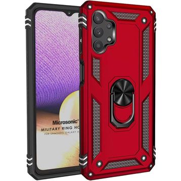 Microsonic Samsung Galaxy A13 4G Military Ring Holder Kırmızı Kılıf