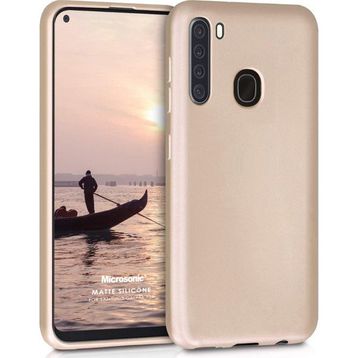 Microsonic Samsung Galaxy A21 Matte Silicone Gold Kılıf
