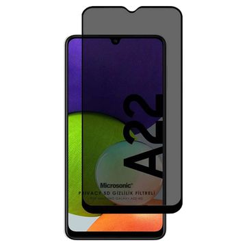 Microsonic Samsung Galaxy A22 4G Privacy 5D Gizlilik Filtreli Siyah Cam Ekran Koruyucu