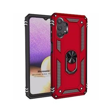 Microsonic Samsung Galaxy A23 Military Ring Holder Kırmızı Kılıf