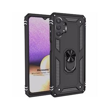 Microsonic Samsung Galaxy A23 Military Ring Holder Siyah Kılıf