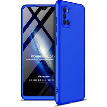 Microsonic Samsung Galaxy A31 Double Dip 360 Protective Mavi Kılıf