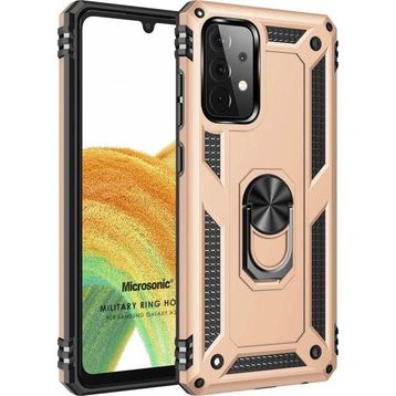 Microsonic Samsung Galaxy A33 5G Military Ring Holder Gold Kılıf