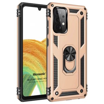 Microsonic Samsung Galaxy A33 5G Military Ring Holder Gold Kılıf