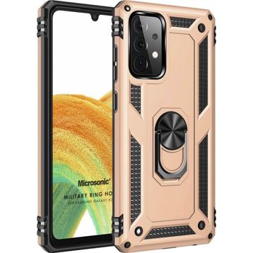 Microsonic Samsung Galaxy A33 5G Military Ring Holder Gold Kılıf