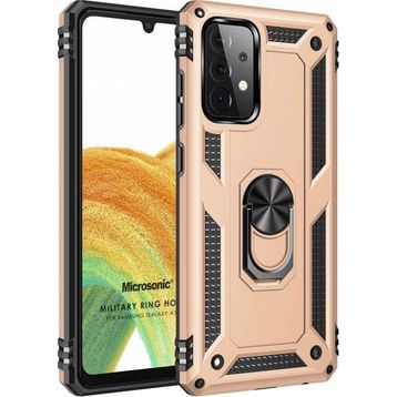 Microsonic Samsung Galaxy A33 5G Military Ring Holder Gold Kılıf