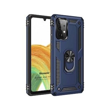 Microsonic Samsung Galaxy A33 5G Military Ring Holder Lacivert Kılıf