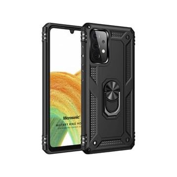Microsonic Samsung Galaxy A33 5G Military Ring Holder Siyah Kılıf