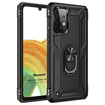 Microsonic Samsung Galaxy A33 5G Military Ring Holder Siyah Kılıf
