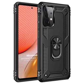Microsonic Samsung Galaxy A52 Military Ring Holder Siyah Kılıf