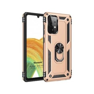 Microsonic Samsung Galaxy A53 5G Military Ring Holder Gold Cep Telefonu Kılıf