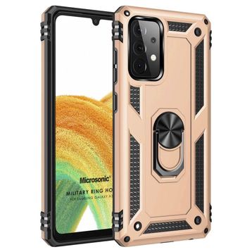Microsonic Samsung Galaxy A53 5G Military Ring Holder Gold Cep Telefonu Kılıf