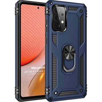 Microsonic Samsung Galaxy A72 Military Ring Holder Lacivert Kılıf