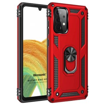 Microsonic Samsung Galaxy A73 5G Military Ring Holder Kırmızı Kılıf