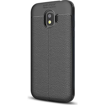 Microsonic Samsung Galaxy J2 Pro 2018 Suni Deri Silikon Siyah Kılıf