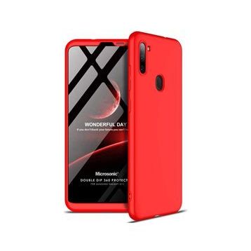 Microsonic Samsung Galaxy M11 Double Dip 360 Protective Kırmızı Kılıf