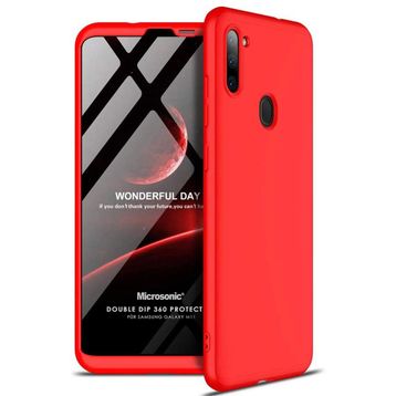 Microsonic Samsung Galaxy M11 Double Dip 360 Protective Kırmızı Kılıf
