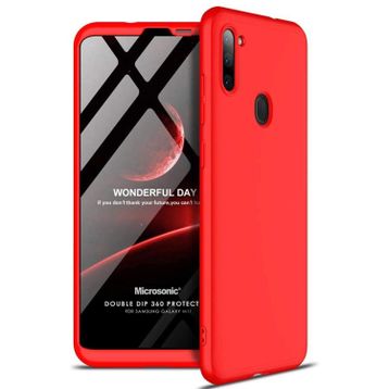 Microsonic Samsung Galaxy M11 Double Dip 360 Protective Kırmızı Kılıf