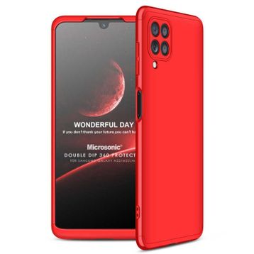 Microsonic Samsung Galaxy M22 Double Dip 360 Protective Kırmızı Kılıf