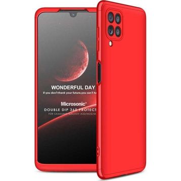 Microsonic Samsung Galaxy M22 Double Dip 360 Protective Kırmızı Kılıf
