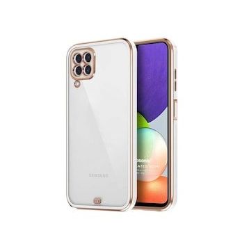 Microsonic Samsung Galaxy M22 Laser Plated Soft Beyaz Cep Telefonu Kılıfı