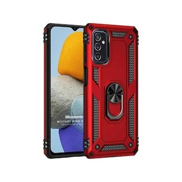 Microsonic Samsung Galaxy M23 Military Ring Holder Kırmızı Kılıf