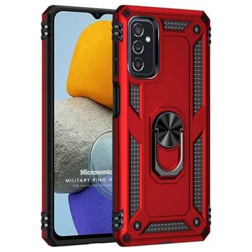 Microsonic Samsung Galaxy M23 Military Ring Holder Kırmızı Kılıf
