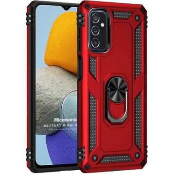Microsonic Samsung Galaxy M23 Military Ring Holder Kırmızı Kılıf