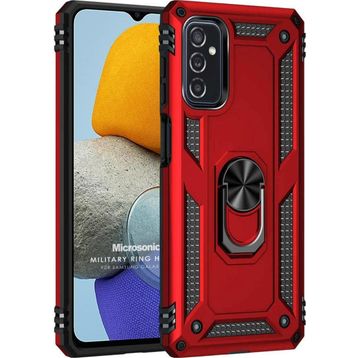 Microsonic Samsung Galaxy M23 Military Ring Holder Kırmızı Kılıf