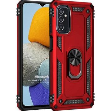 Microsonic Samsung Galaxy M23 Military Ring Holder Kırmızı Kılıf