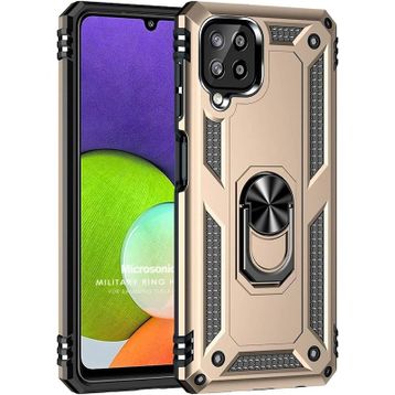Microsonic Samsung Galaxy M33 Military Ring Holder Gold Cep Telefonu Kılıfı
