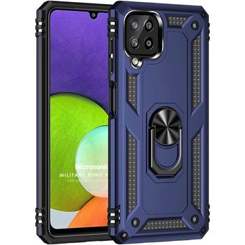 Microsonic Samsung Galaxy M33 Military Ring Holder Lacivert Kılıf