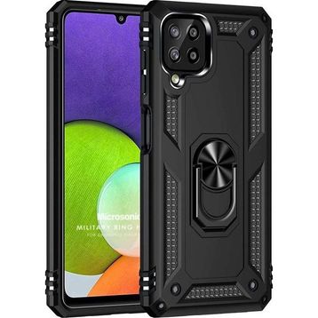 Microsonic Samsung Galaxy M33 Military Ring Holder Siyah Kılıf