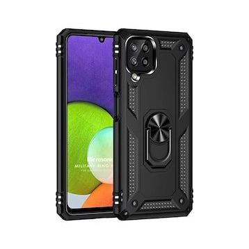 Microsonic Samsung Galaxy M33 Military Ring Holder Siyah Kılıf