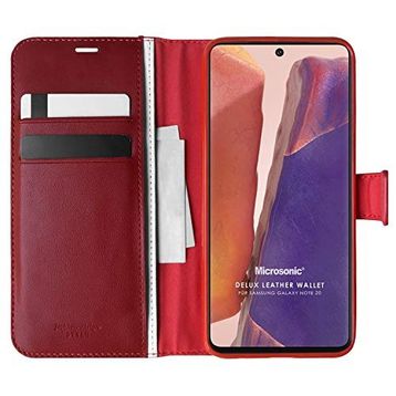 Microsonic Samsung Galaxy Note 20 Delux Leather Wallet Kırmızı Kılıf