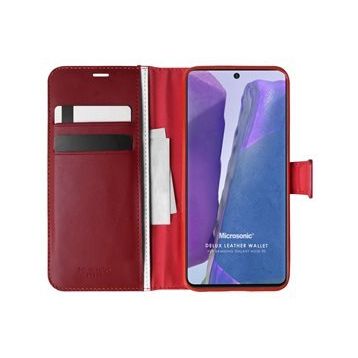 Microsonic Samsung Galaxy Note 20 Delux Leather Wallet Kırmızı Kılıf