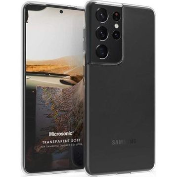 Microsonic Samsung Galaxy S21 Ultra Transparent Soft Beyaz Cep Telefonu Kılıfı