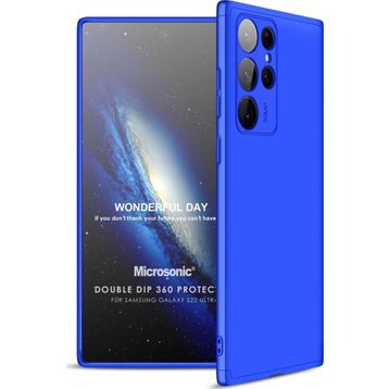 Microsonic Samsung Galaxy S22 Ultra Double Dip 360 Protective Mavi Cep Telefonu Kılıfı