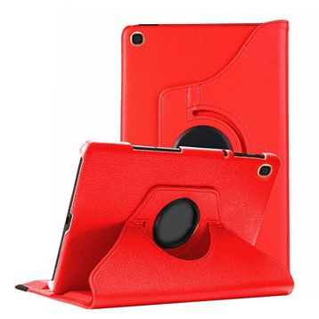Microsonic Samsung Galaxy Tab A 10.1 İnç T510 360 Rotating Stand Deri Kırmızı Kılıf