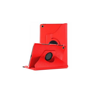 Microsonic Samsung Galaxy Tab A 10.1 İnç T510 360 Rotating Stand Deri Kırmızı Kılıf