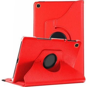 Microsonic Samsung Galaxy Tab A 10.1 İnç T510 360 Rotating Stand Deri Kırmızı Kılıf