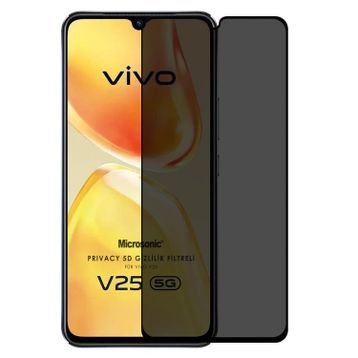 Microsonic Vivo V25 5G Privacy 5D Gizlilik Filtreli Siyah Cam Ekran Koruyucu