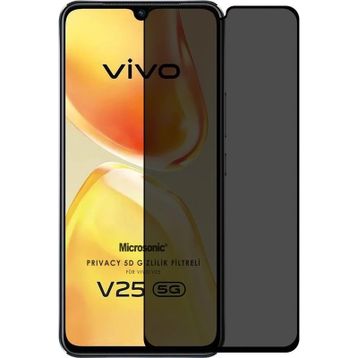 Microsonic Vivo V25 5G Privacy 5D Gizlilik Filtreli Siyah Cam Ekran Koruyucu