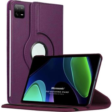 Microsonic Xiaomi Pad 6 360 Rotating Stand Deri Mor Kılıf